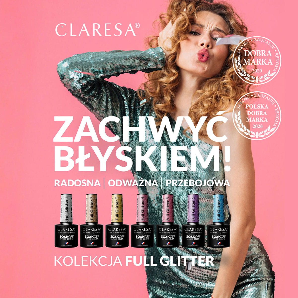 CLARESA FULL GLITTER 1 hybridilakka, 5 ml CLARESA FULL GLITTER 1 hybridilakka, 5 ml