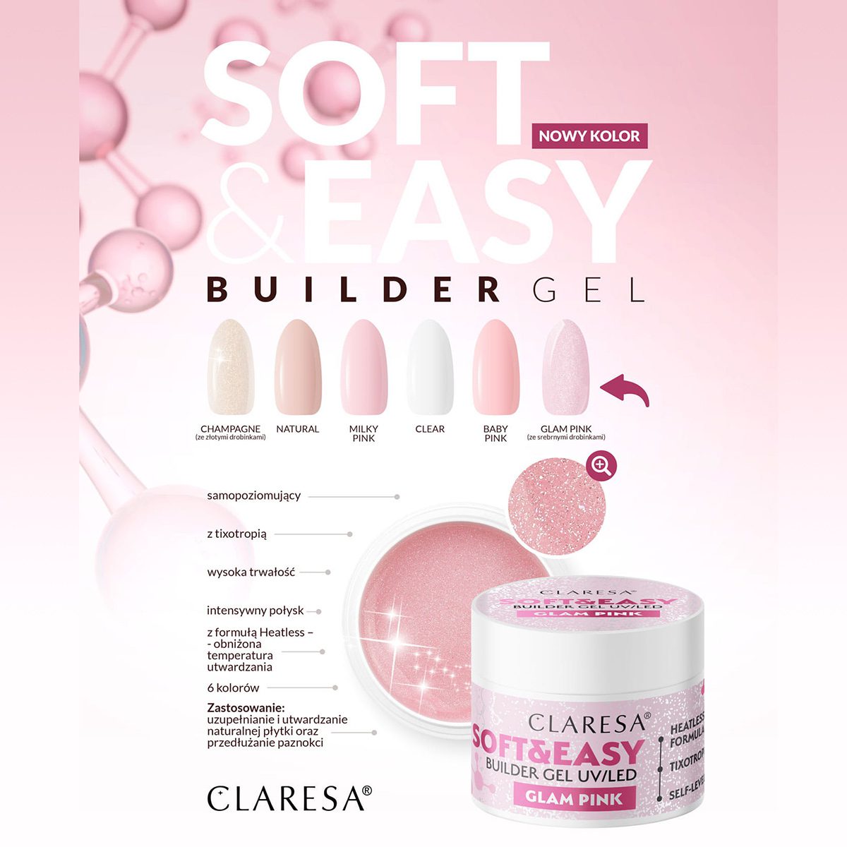 Claresa SOFT&EASY Builder Gel BABY PINK, rakennusgeeli, 90 g Claresa SOFT&EASY Builder Gel BABY PINK, rakennusgeeli, 90 g