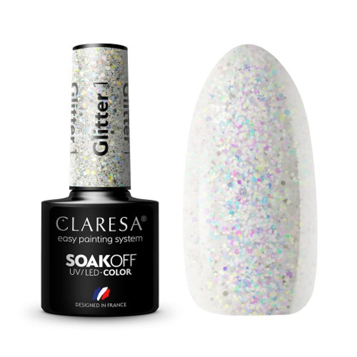 CLARESA GLITTER 1 hybridilakka, 5 ml CLARESA GLITTER 1 hybridilakka, 5 ml
