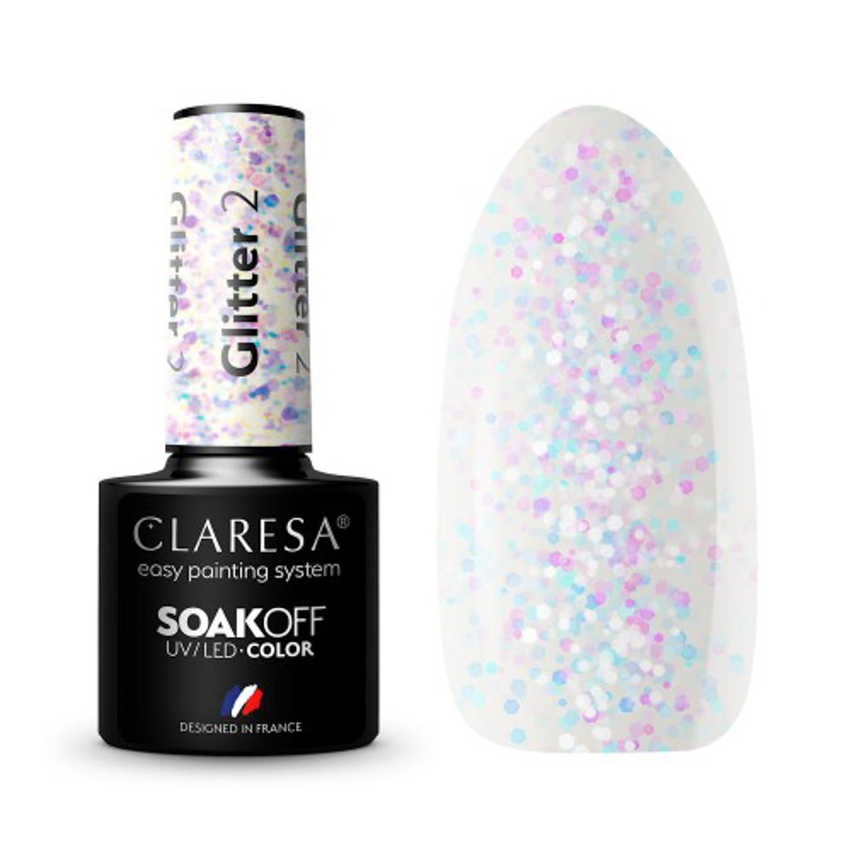 CLARESA GLITTER 2 hybridilakka, 5 ml CLARESA GLITTER 2 hybridilakka, 5 ml