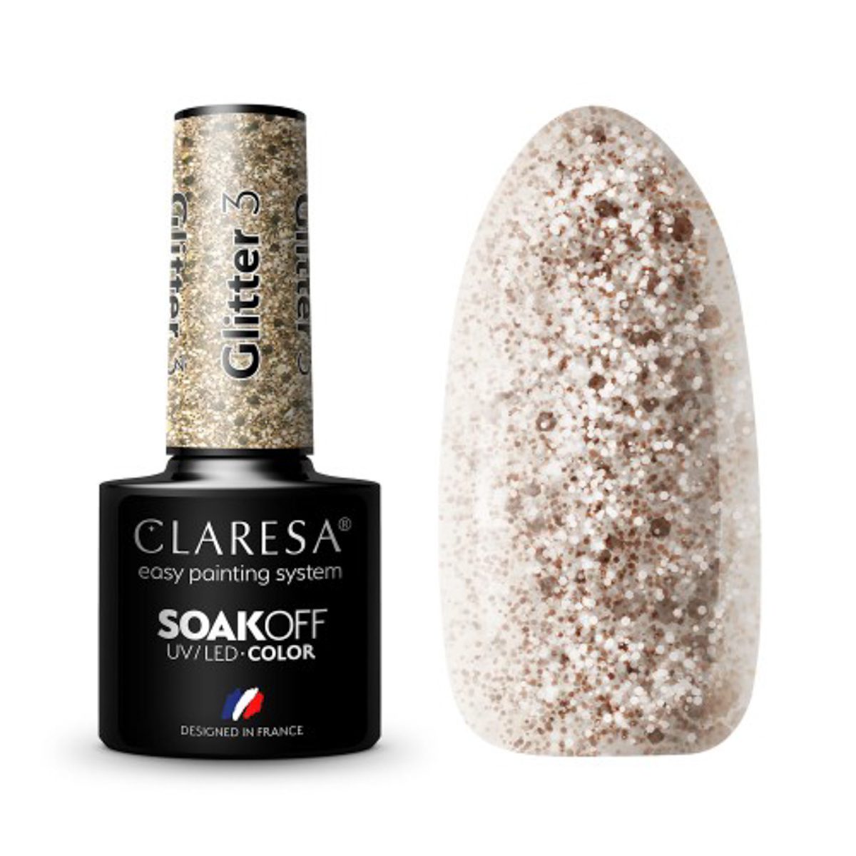 CLARESA GLITTER 3 hybridilakka, 5 ml CLARESA GLITTER 3 hybridilakka, 5 ml