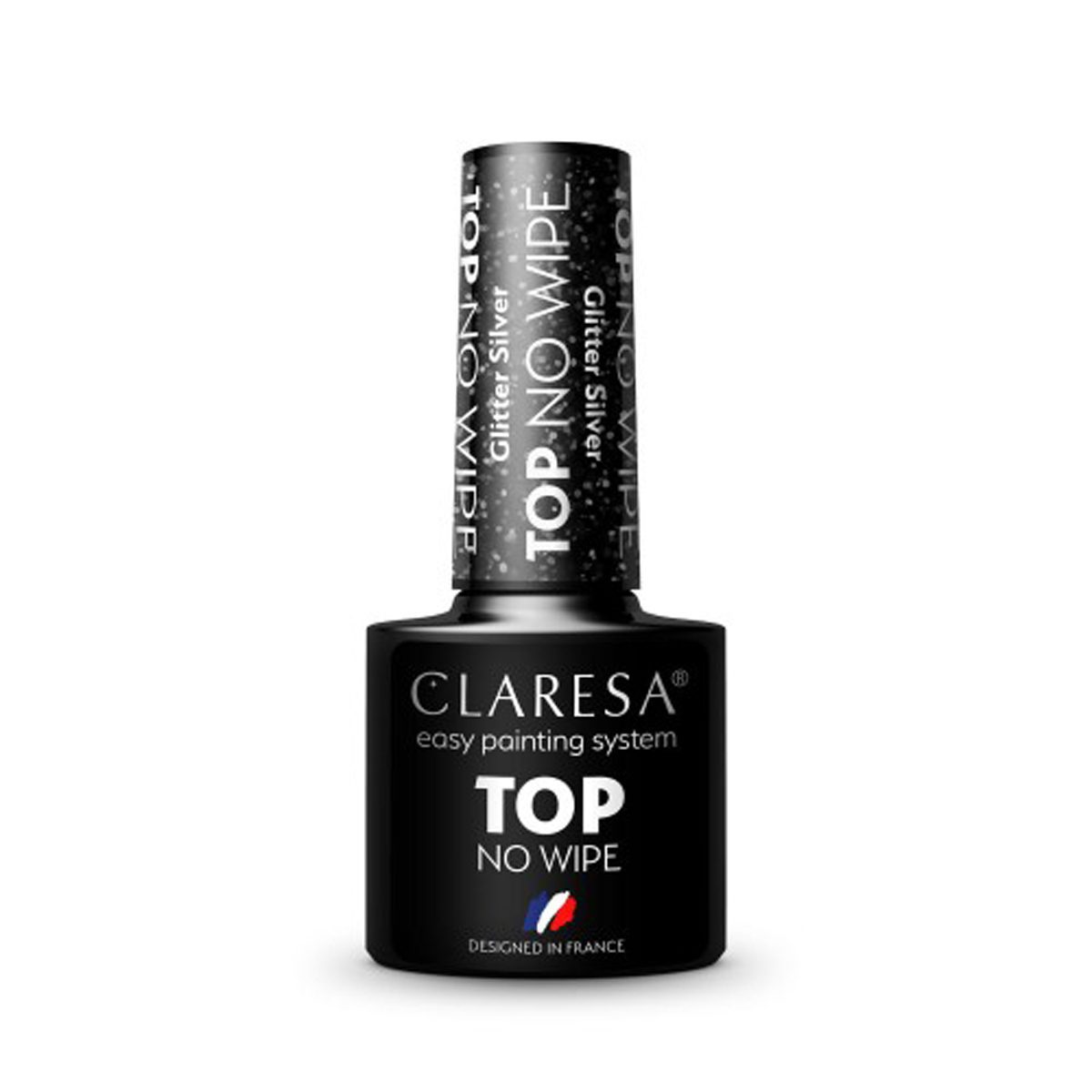 CLARESA TOP NO WIPE Glitter SILVER 5 ml CLARESA TOP NO WIPE Glitter SILVER 5 ml