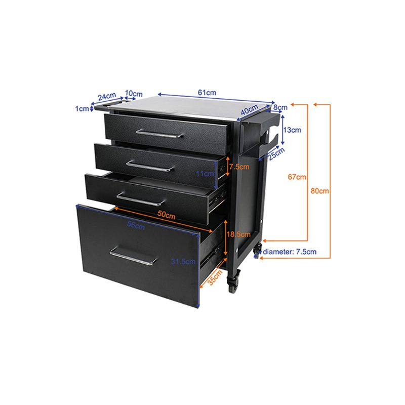 PRO INK 702, apupöytä tatuointiin, musta PRO INK 702, apupöytä tatuointiin, musta