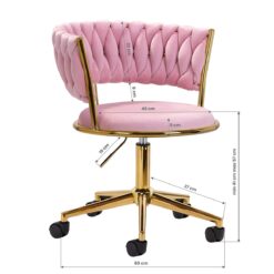 Kääntyvä asiakastuoli QS-GW01G sametti pinkki Kääntyvä asiakastuoli QS-GW01G sametti pinkki
