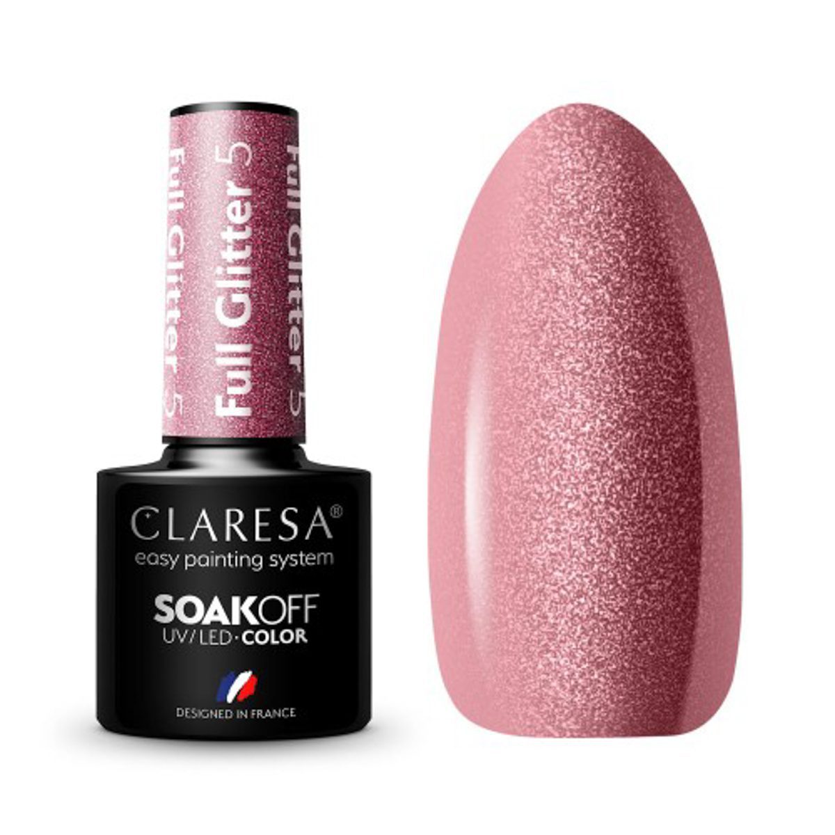 CLARESA FULL GLITTER 5 hybridilakka, 5 ml CLARESA FULL GLITTER 5 hybridilakka, 5 ml