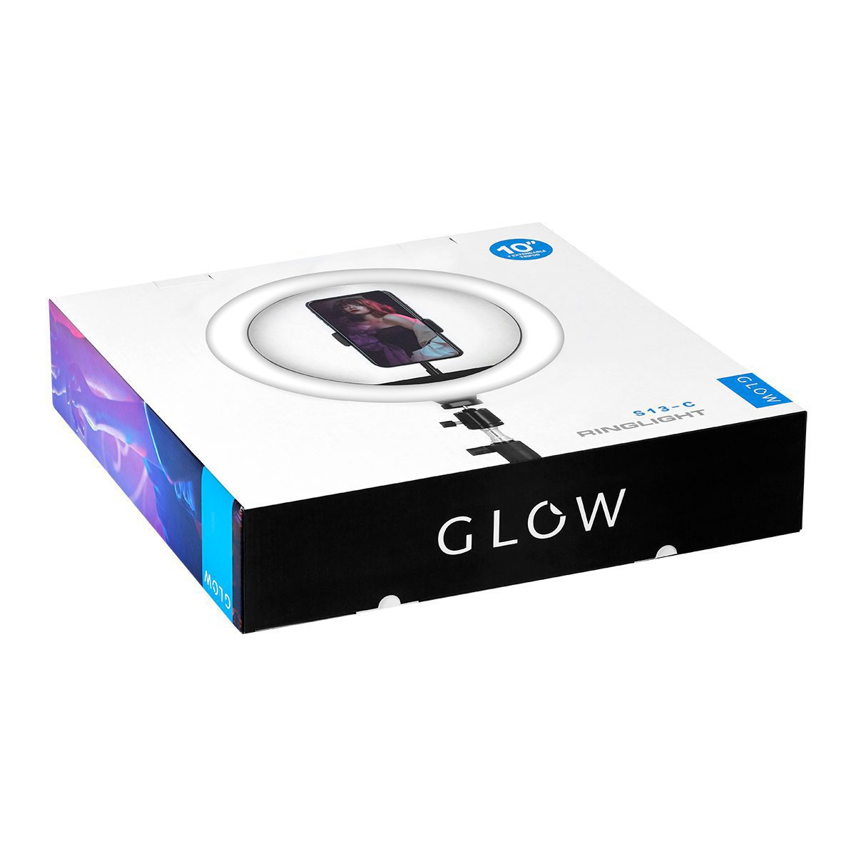 GLOW rengasvalo 10″ bsc 10W jalustalla GLOW rengasvalo 10" bsc 10W jalustalla