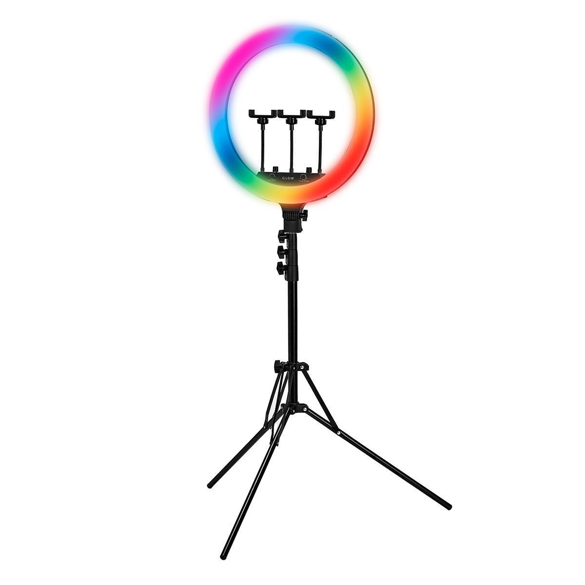 GLOW rengasvalo 18″ RGB bsc 45W jalustalla GLOW rengasvalo 18" RGB bsc 45W jalustalla