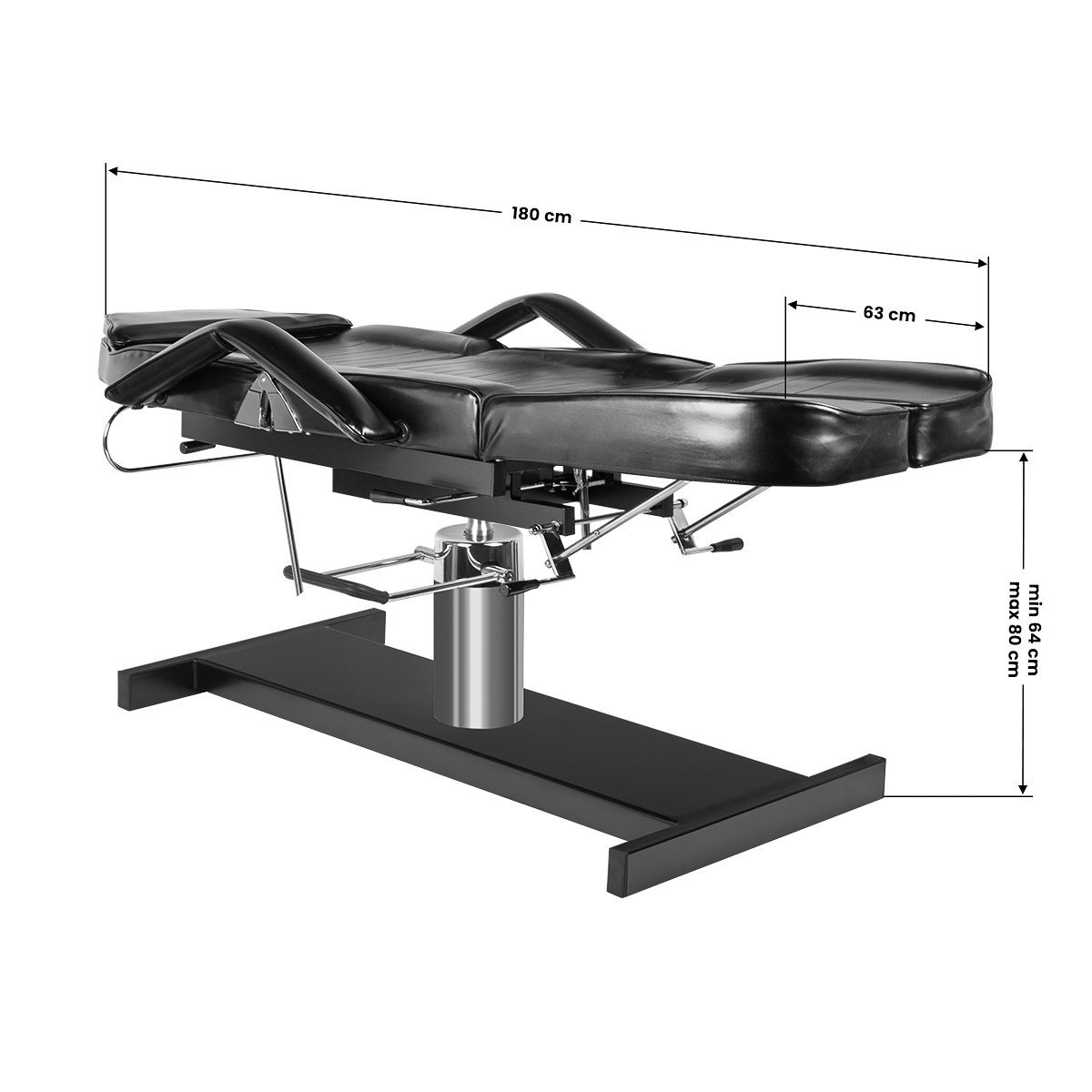Jalkahoitotuoli hydraulisella nostopumpulla ja jalkatuilla A210C, musta. Jalkahoitotuoli hydraulisella nostopumpulla ja jalkatuilla A210C, musta.