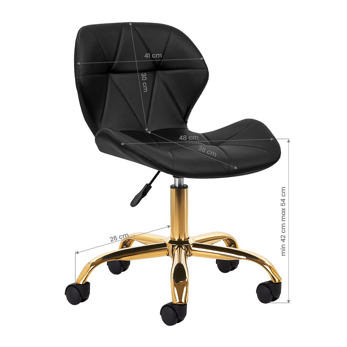Kosmetologin jakkara QS-06G, kulta/musta Kosmetologin jakkara QS-06G, kulta/musta