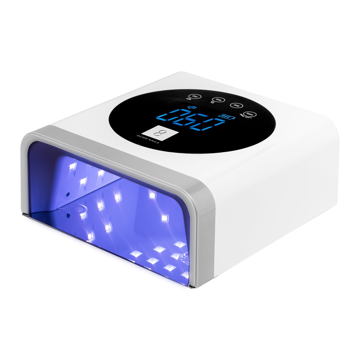 UV/LED-kynsilamppu OCHO NAILS X22 72W, langaton, valkoinen, peilipohjalla. UV/LED-kynsilamppu OCHO NAILS X22 72W, langaton, valkoinen, peilipohjalla.