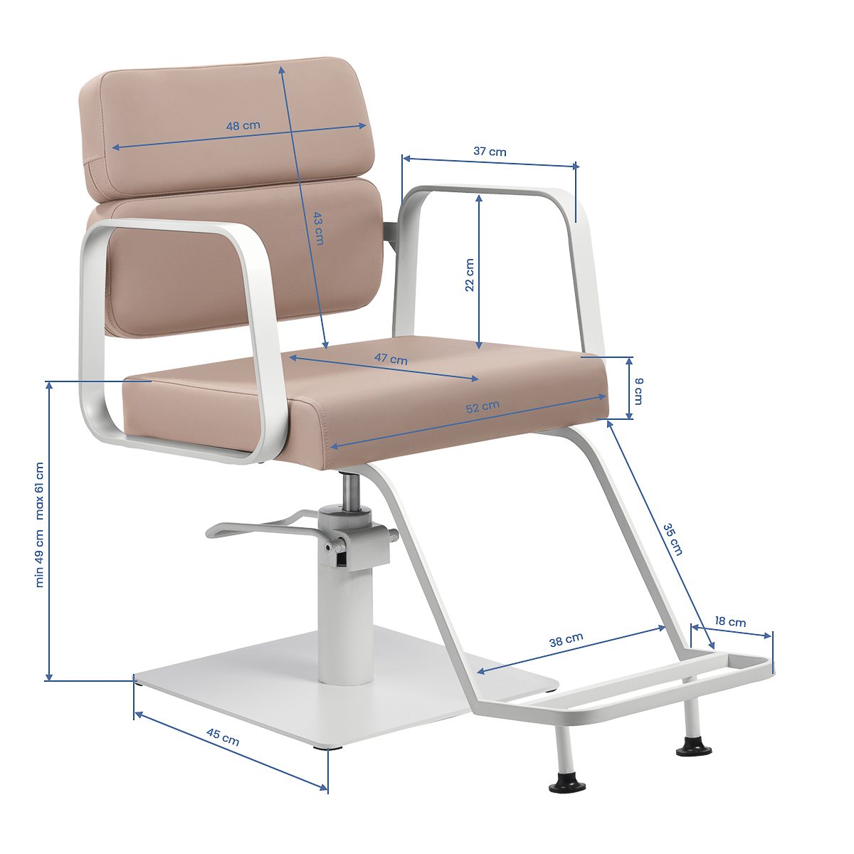 Kampaamotuoli Porto, valkoinen–beige Kampaamotuoli Porto, valkoinen–beige