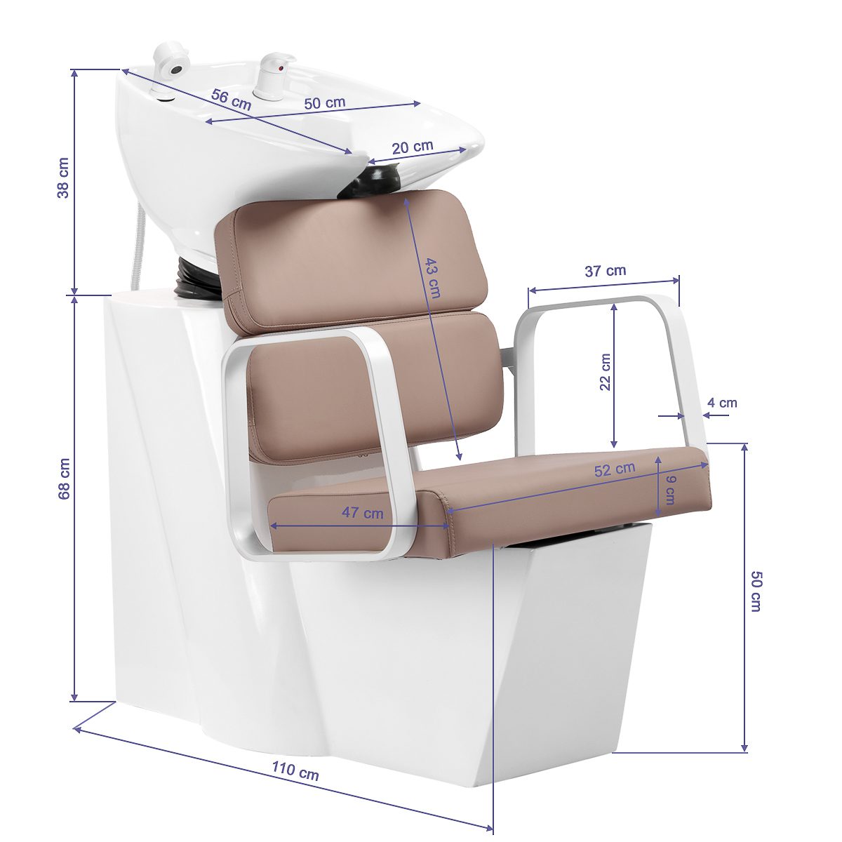 Kampaamon pesupaikka Porto, valkoinen–beige Kampaamon pesupaikka Porto, valkoinen–beige