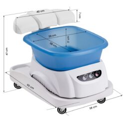 Pedikyyrisetti Azzurro: jalkakylpyallas hieronnalla ja hoitovaunu, valkoinen Pedikyyrisetti Azzurro: jalkakylpyallas hieronnalla ja hoitovaunu, valkoinen