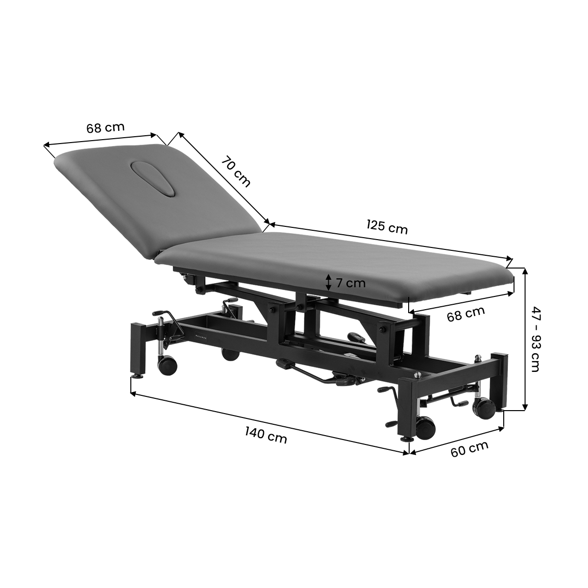 Balance Solidum 5 hydraulinen hoitopöytä hierontaan ja fysioterapiaan, harmaa Balance Solidum 5 hydraulinen hoitopöytä hierontaan ja fysioterapiaan, harmaa