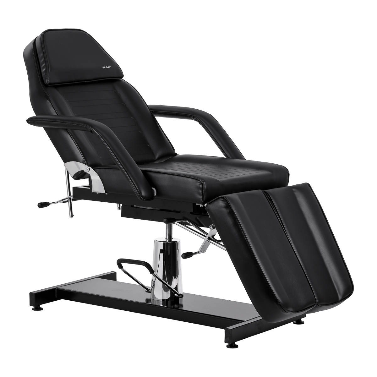 Sillon 210 hydraulinen jalkahoitotuoli keinutoiminnolla ja kaksiosaisella jalkatuella, musta Sillon 210 hydraulinen jalkahoitotuoli keinutoiminnolla ja kaksiosaisella jalkatuella, musta