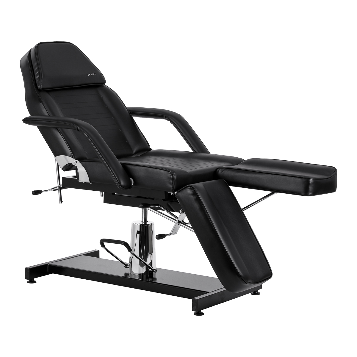 Sillon 210 hydraulinen jalkahoitotuoli keinutoiminnolla ja kaksiosaisella jalkatuella, musta Sillon 210 hydraulinen jalkahoitotuoli keinutoiminnolla ja kaksiosaisella jalkatuella, musta