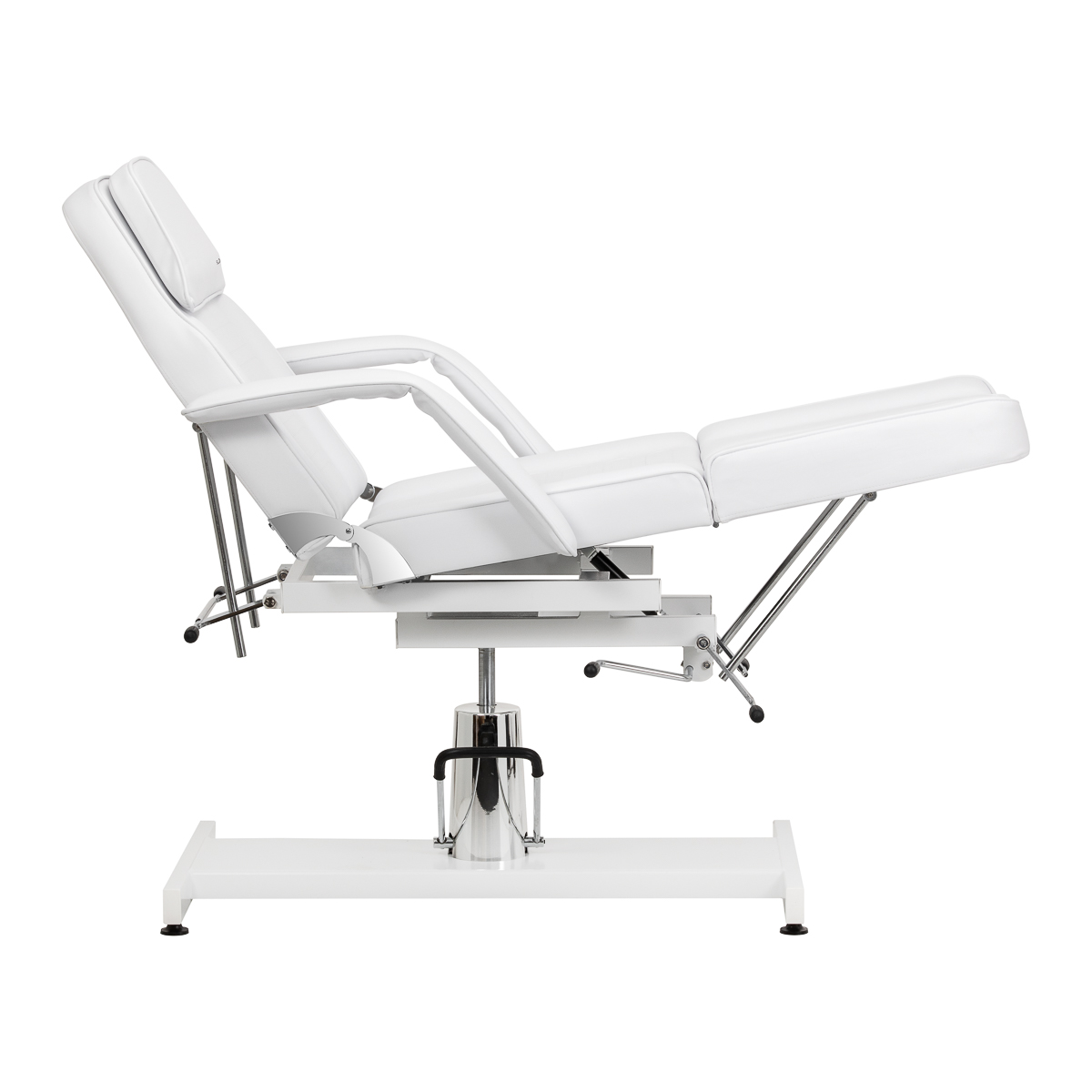 Sillon 210 hydraulinen jalkahoitotuoli keinutoiminnolla ja kaksiosaisella jalkatuella, valkoinen Sillon 210 hydraulinen jalkahoitotuoli keinutoiminnolla ja kaksiosaisella jalkatuella, valkoinen