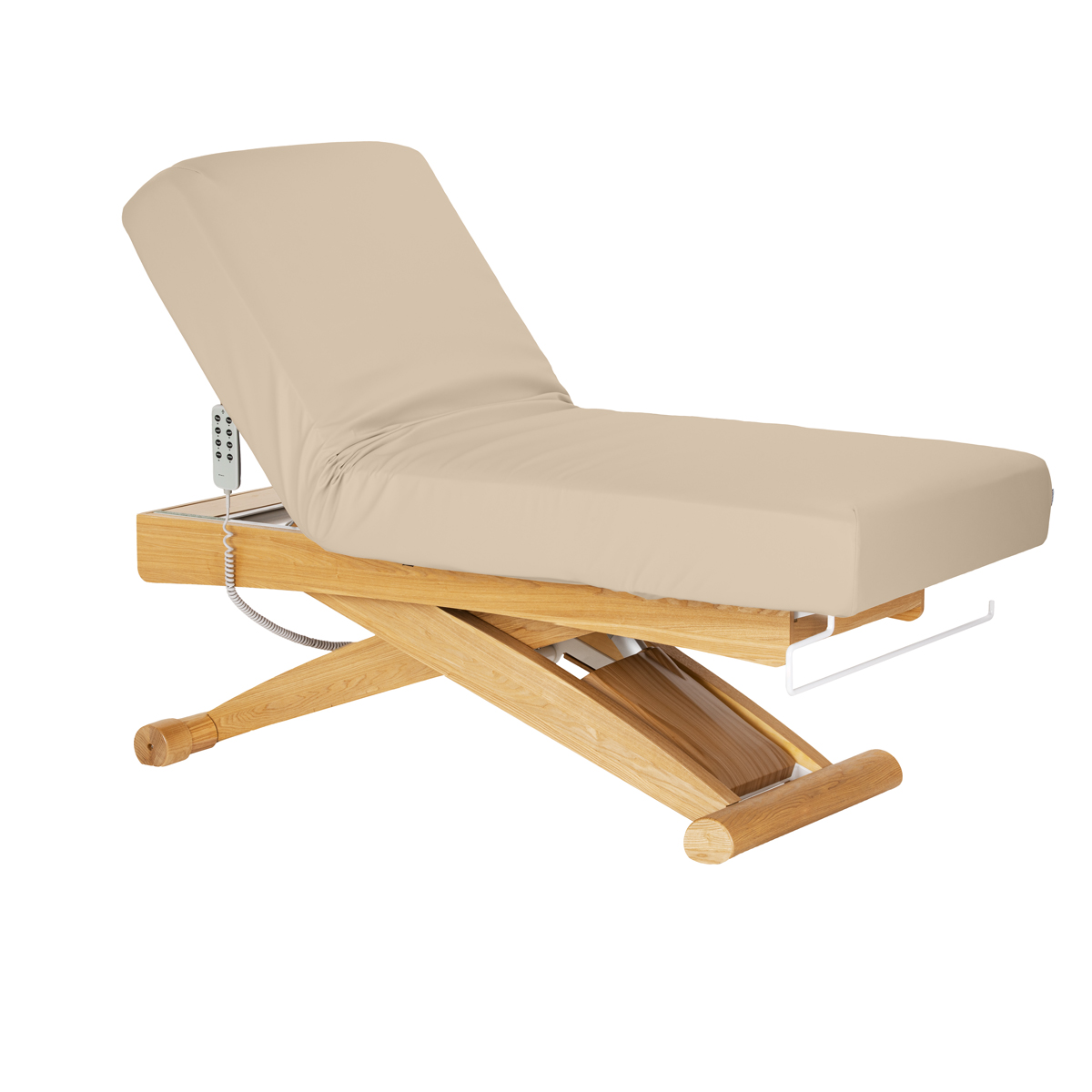 Sillon Siesta sähköinen SPA-hoitopöytä, beige, vaalea puujalusta Sillon Siesta sähköinen SPA-hoitopöytä, beige, vaalea puujalusta