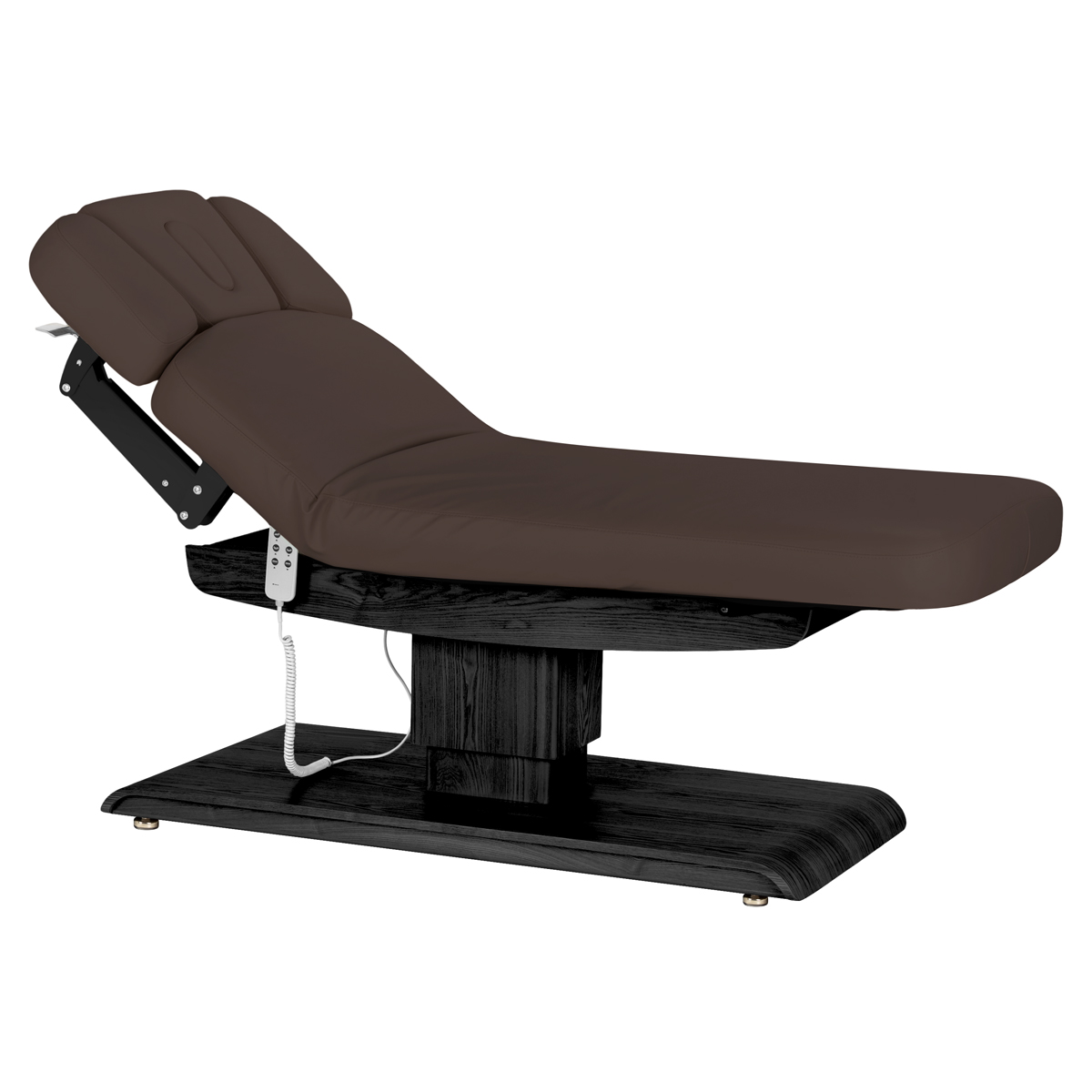 Sillon Relax sähköinen SPA-hoitopöytä, tummanruskea, musta puujalusta Sillon Relax sähköinen SPA-hoitopöytä, tummanruskea, musta puujalusta